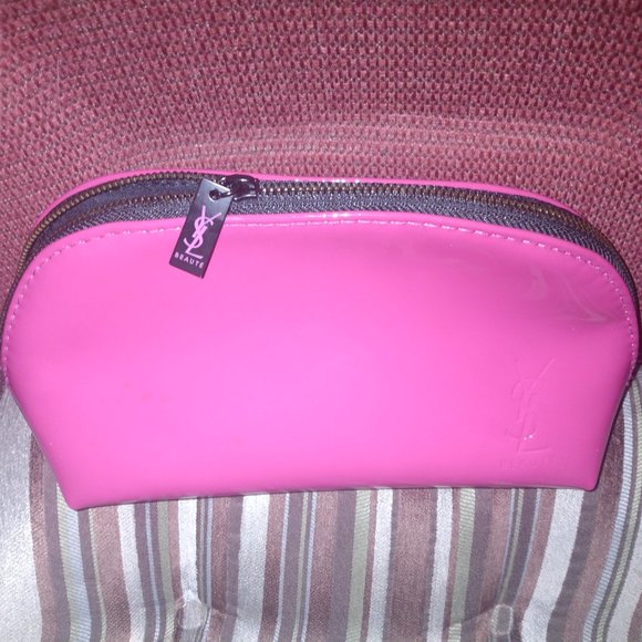 ❤️New YSL YVES SAINT LAURENT Beaute Pink Zip Around Cosmetic Case Bag - Picture 1 of 5
